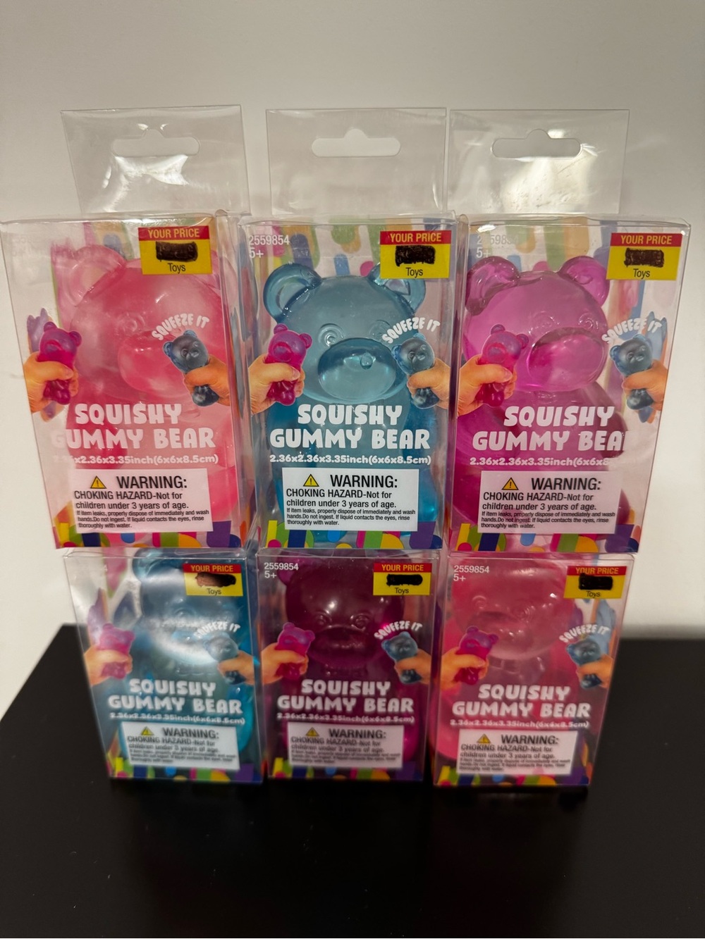 Hobby lobby Squishy Gummy Bear Toy - Blue, Purple, Pink set of 6